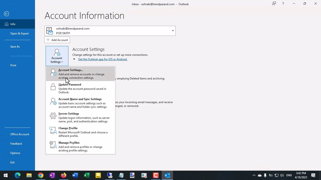 اتصال ایمیل به Microsoft Outlook